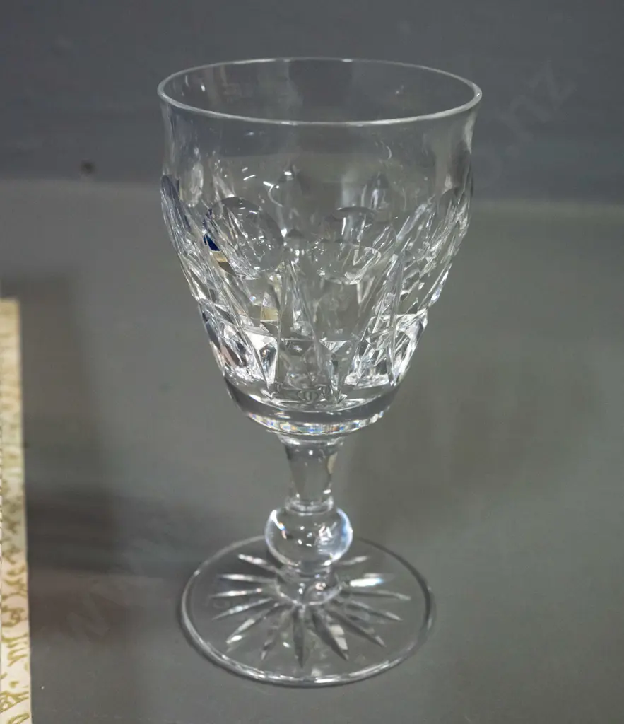 set of 6 Tudor crystal sherry or liqueur glasses H-110 D-55 in fitted box - glue & tape residue on box lid. Image 1++