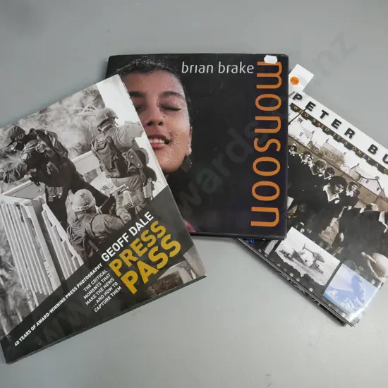 3x New Zealand photojournalism books: Peter Bush, Geoff Dale, Brian Brake. Some wear to dustcovers.