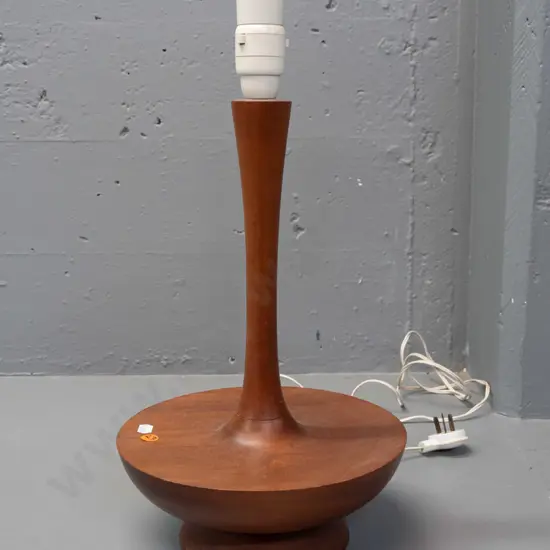 retro turned teak table lamp - no shade H-430 D-230