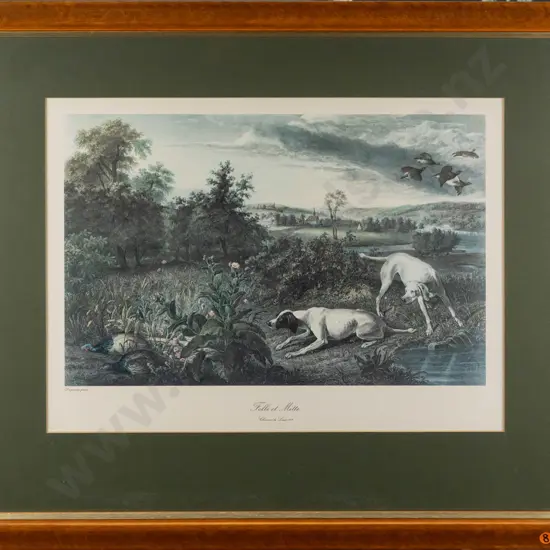 After Alexandre-Francois Desportes -- framed commercial print "Folle et Mitte" H-365 W-495