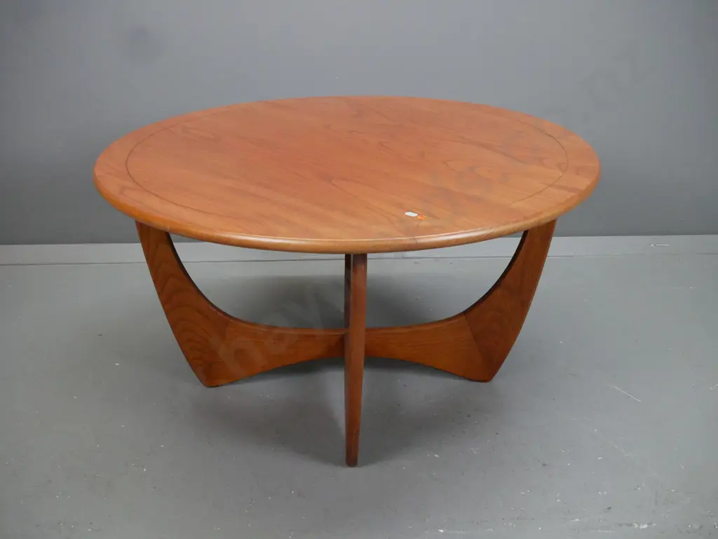 vintage oak and elm "astro" G-Plan-style coffee table with etched pinstripe H-460 D-840 Image 1++