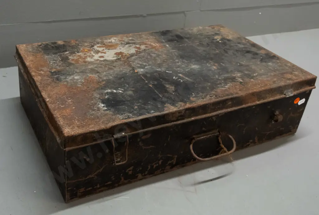 vintage first aid kit in fitted tin segmented case, numerous vintage items, part bottles, etc - some corrosion, denting, Image 1++