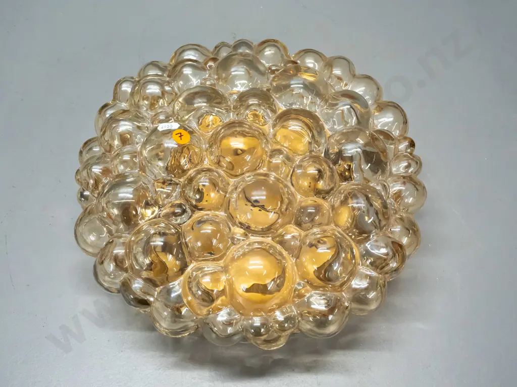 retro bubble glass ceiling light fitting with gold tone metal 2-light fitting H-130 D-310 Image 1++