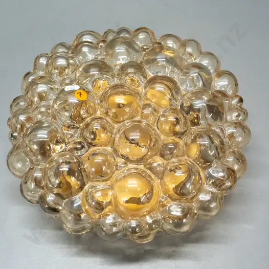 retro bubble glass ceiling light fitting with gold tone metal 2-light fitting H-130 D-310