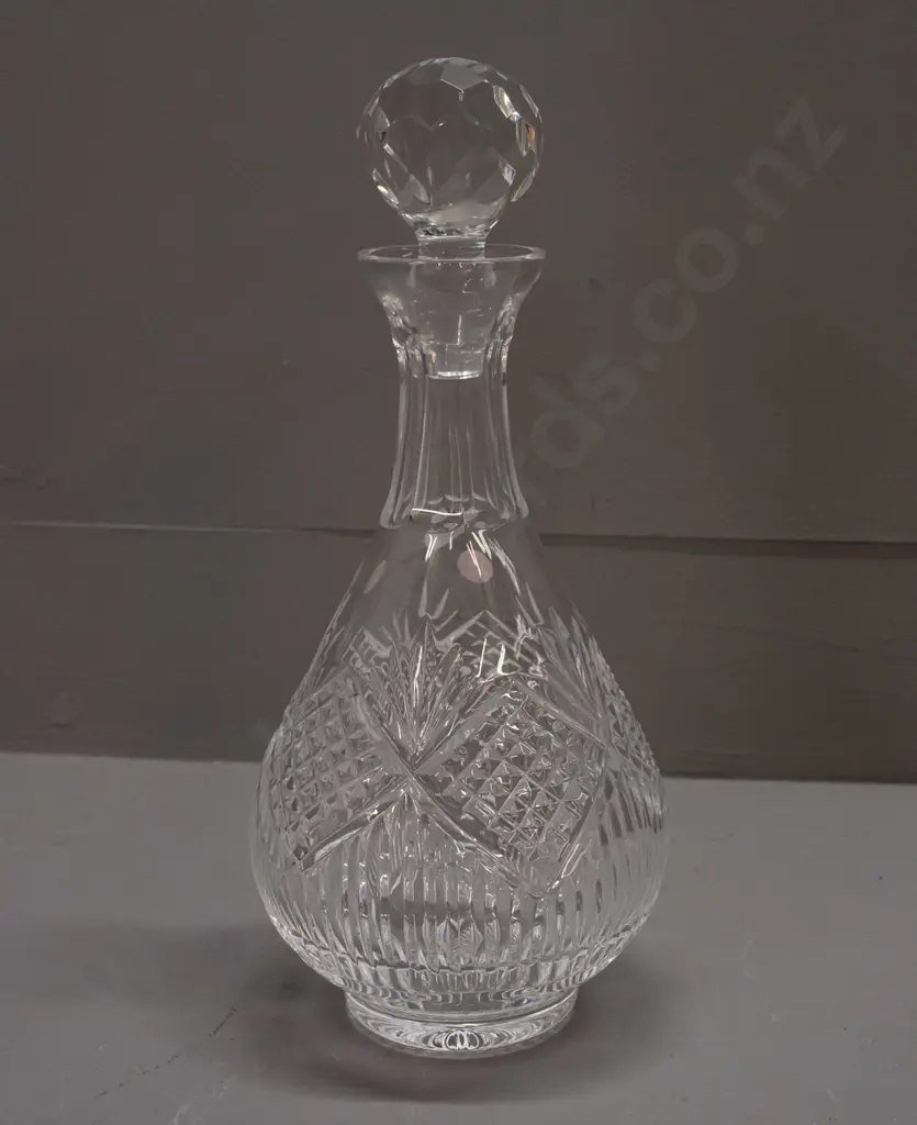 Tyrone Irish cut crystal stoppered decanter with label H-315 D-120 Image 1++