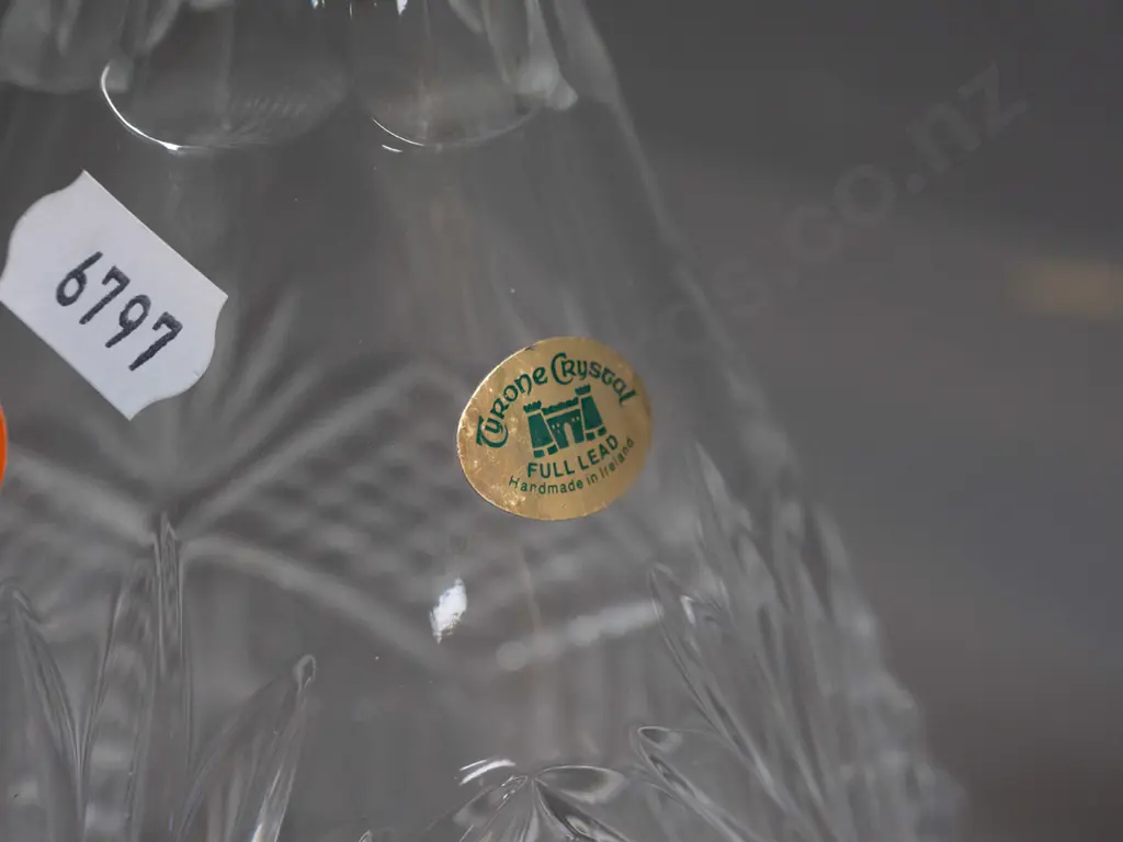 Tyrone Irish cut crystal stoppered decanter with label H-315 D-120 Image 1++