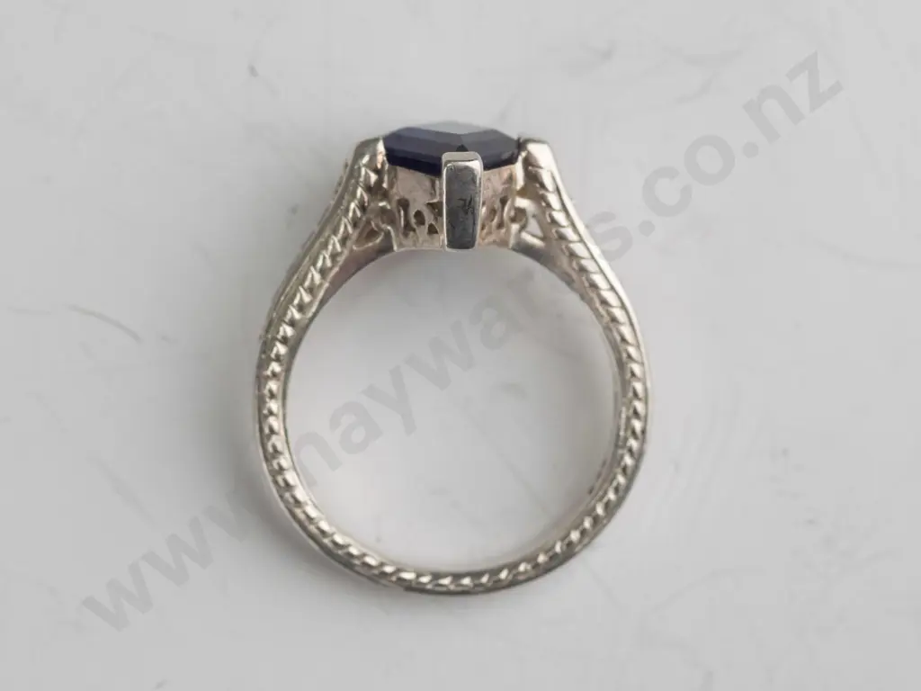 silver cz sapphire ring stamped  925 Image 1++