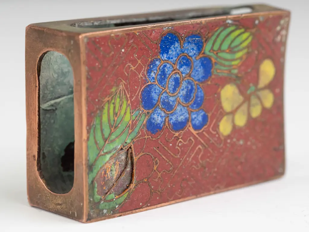 2 matchbox covers & a lighter engraved 'NZ Centennial Exhibition 1940' - cloisonne matchbox case has some wear and Image 1++