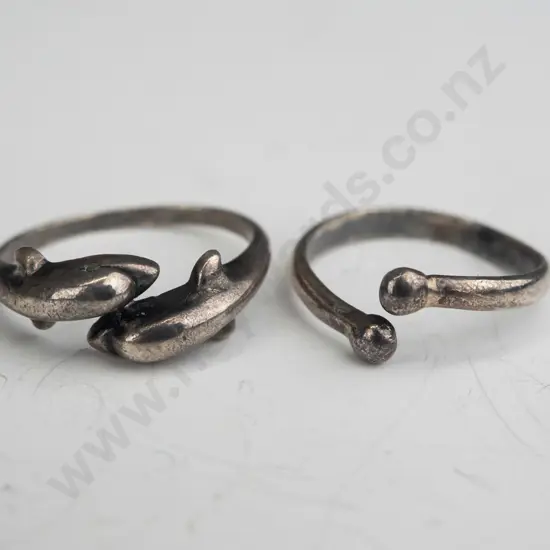 2 silver rings both stamped