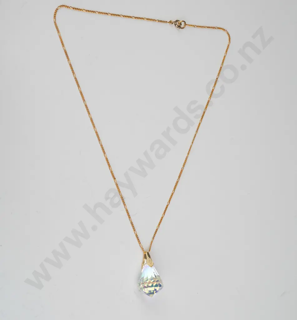 J B crystal drop necklace 23ct plated stg Image 1++