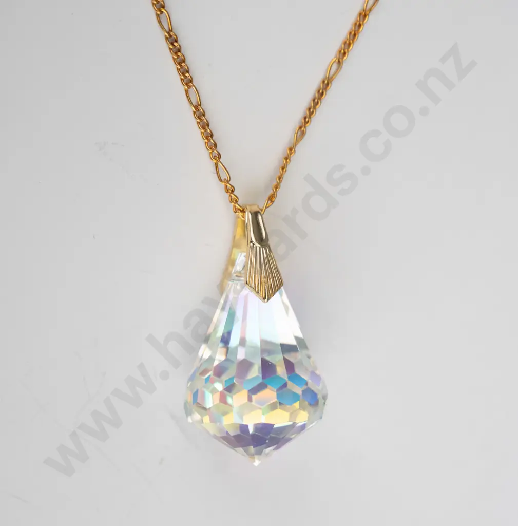 J B crystal drop necklace 23ct plated stg Image 1++