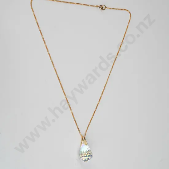 J B crystal drop necklace 23ct plated stg