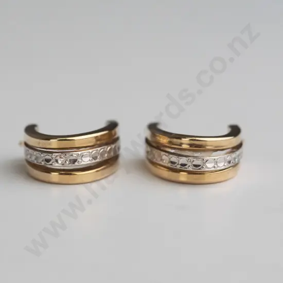 9ct 2 tone hoop clip earrings 2gms