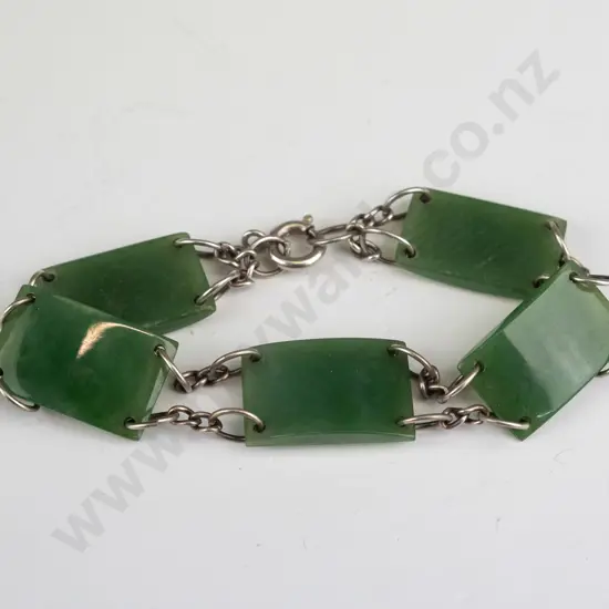 greenstone bracelet stamped sterling on clasp