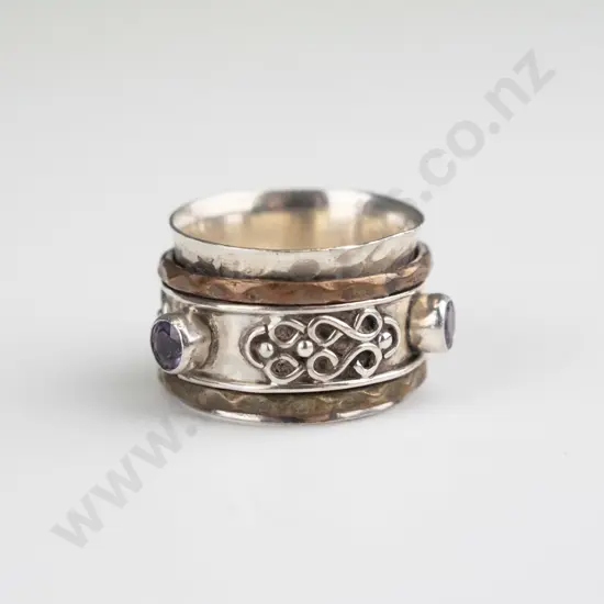 sterling silver amethyst spinner ring stamped 925