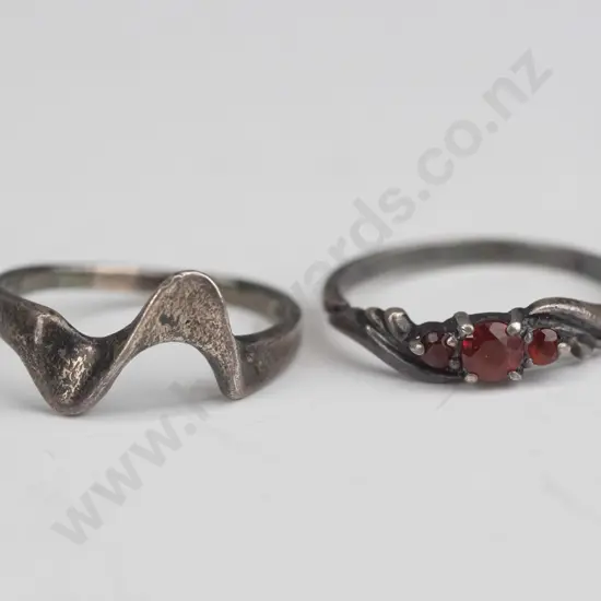2 silver rings both stamped