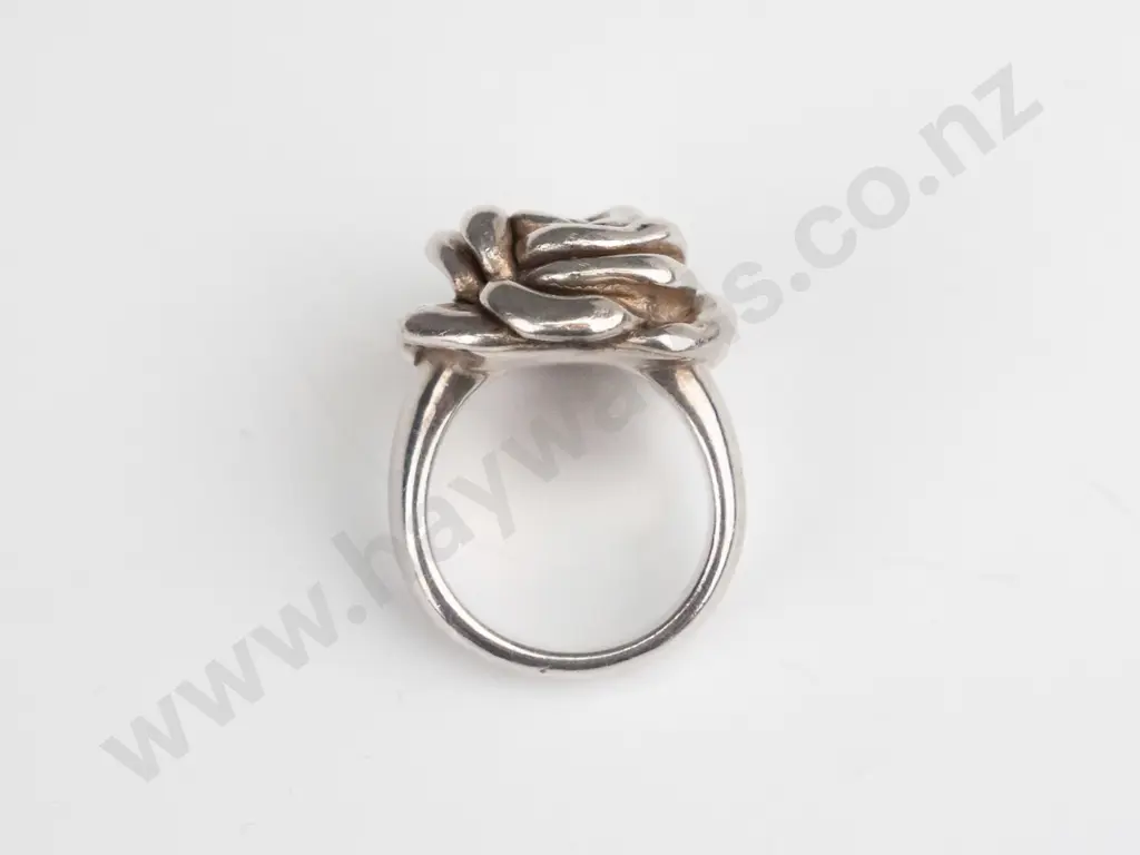 sterling silver large flower ring stamped 925 Image 1++