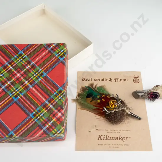 Scottish plume kilt brooch & amethyst claw kilt brooch