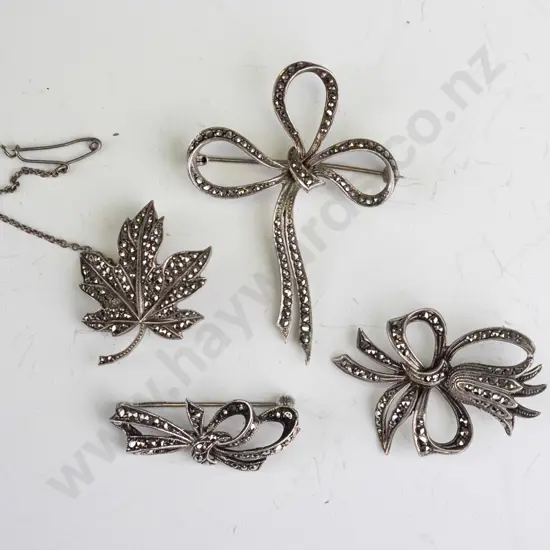 4 marcasite brooches