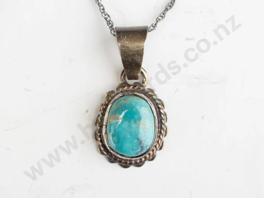 silver tourquoise necklace stamped925 Image 1++