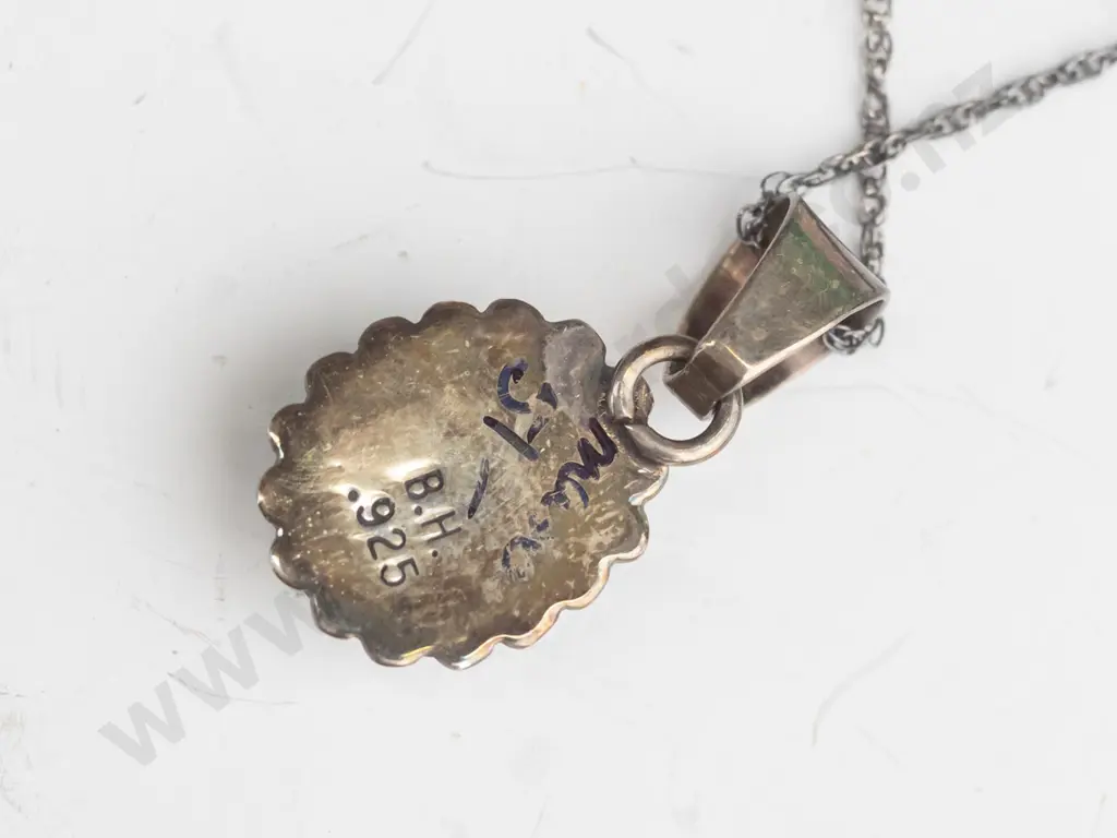silver tourquoise necklace stamped925 Image 1++