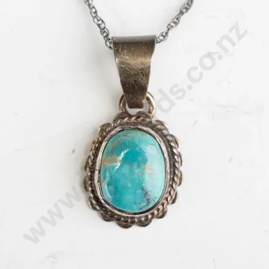 silver tourquoise necklace stamped925