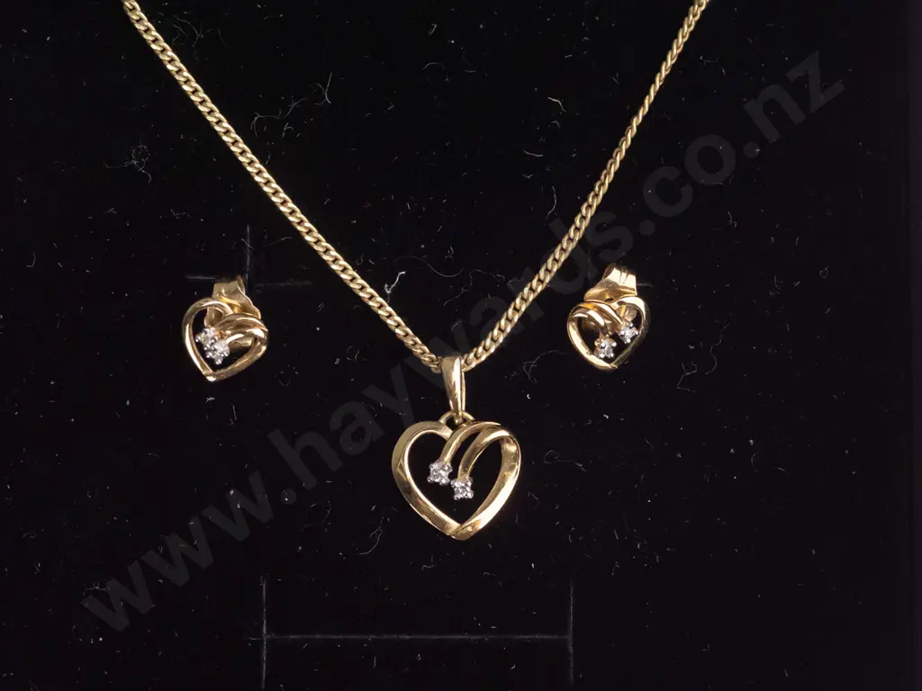 heart necklace & earring set stamped 925 on chain Image 1++