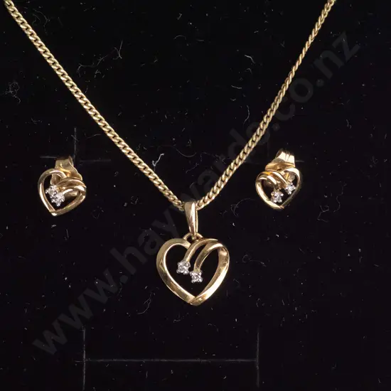 heart necklace & earring set stamped 925 on chain