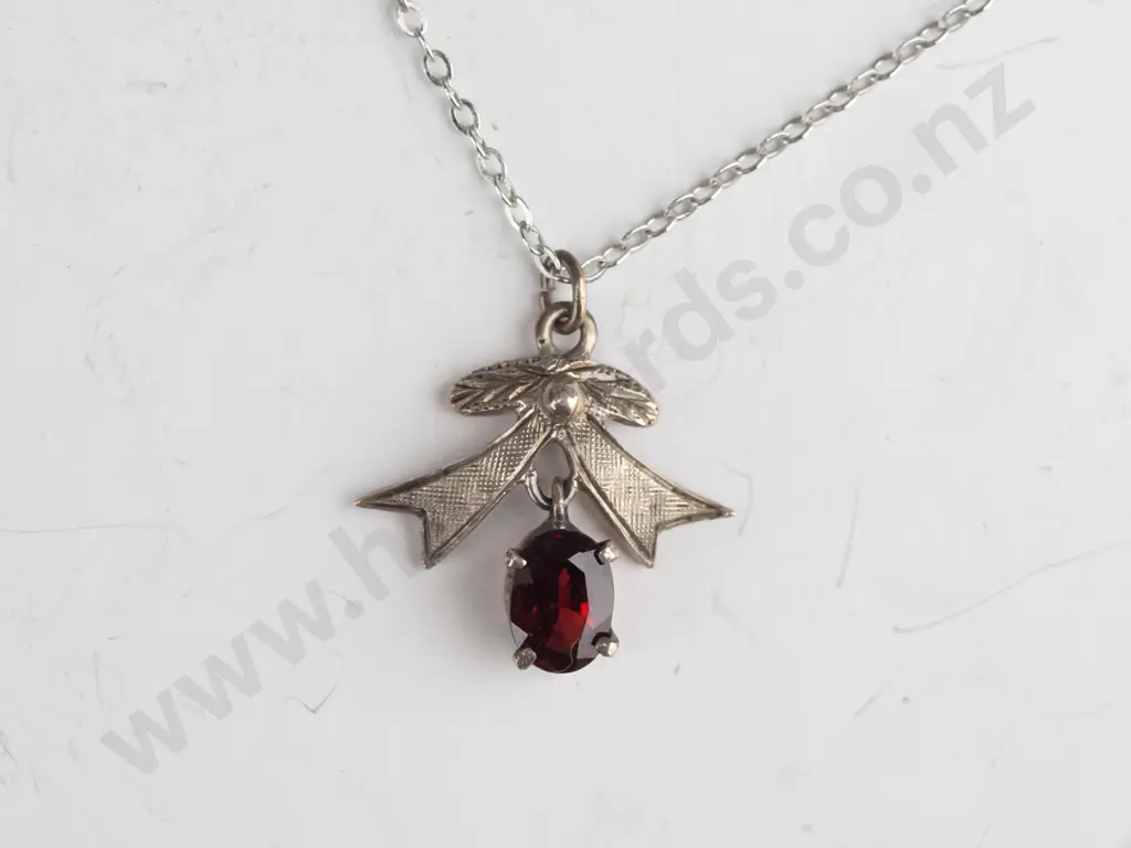 garnet necklace chain stamped stg Image 1++