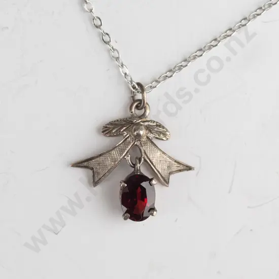 garnet necklace chain stamped stg