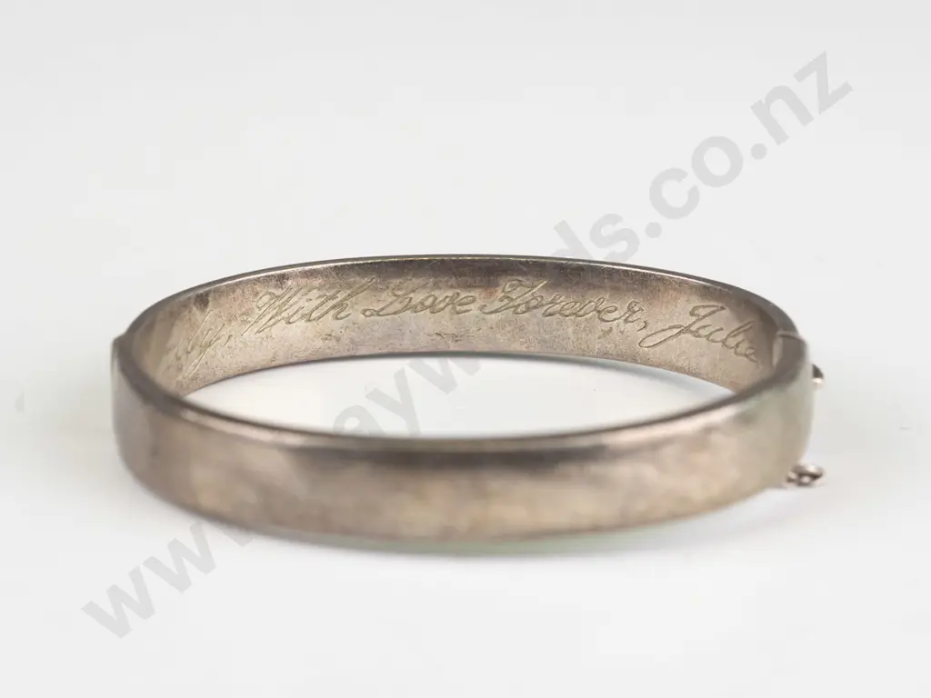 silver bangle stamped stg sil NZ safety chain broken Image 1++