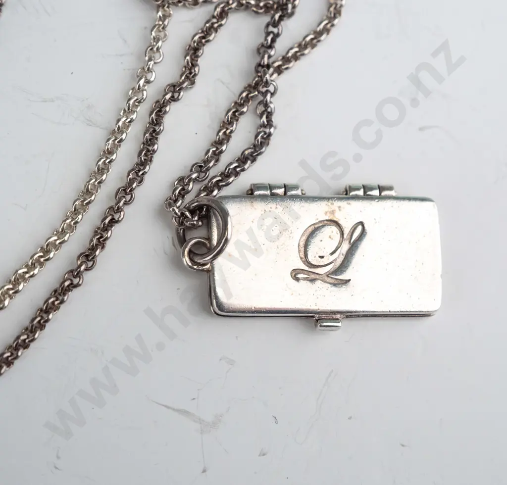 long silver book necklace 'Opera D'Arte' stamped 925 on clasp Image 1++