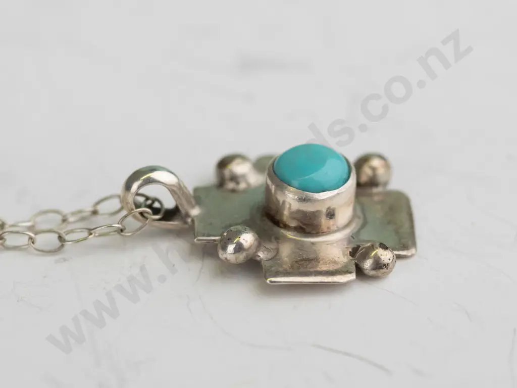 silver tourquoise necklace stamped925 Image 1++
