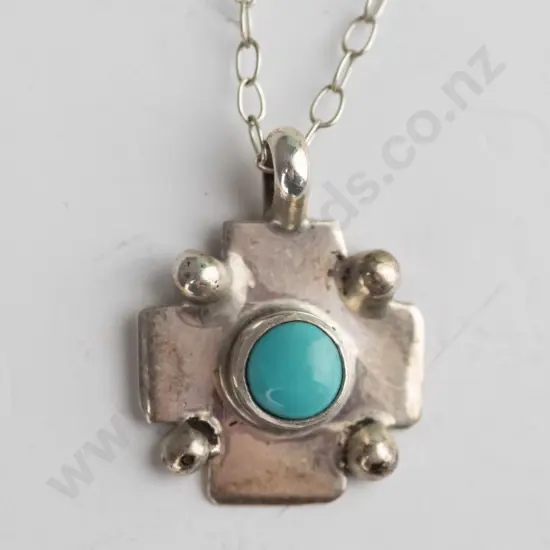 silver tourquoise necklace stamped925