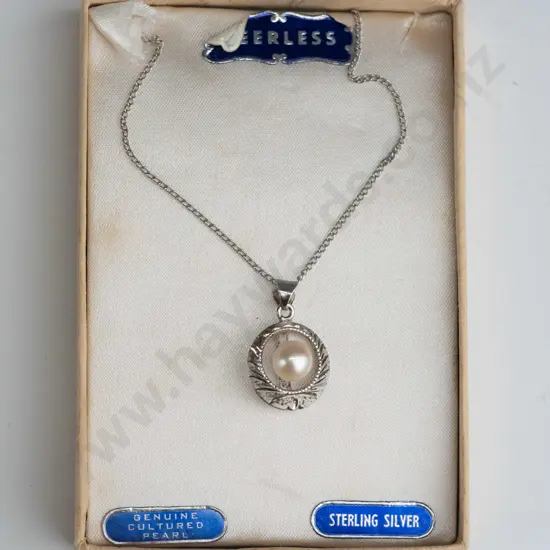 silver pearl necklace stamped silver