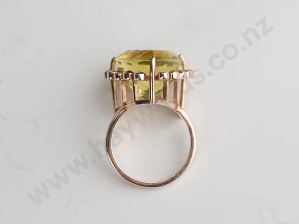 sterling plated ring  green quartz & 15 rose cut diamonds Image 1++
