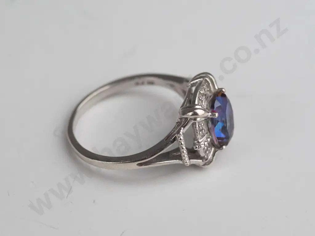 silver multi coloured stone ring Image 1++