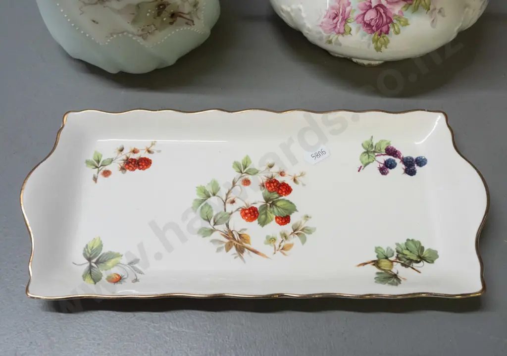 2 biscuit barrels with plated fittings - Victorian ribbed glass with raised enamel decoration H-240 & rose pattern Image 1++