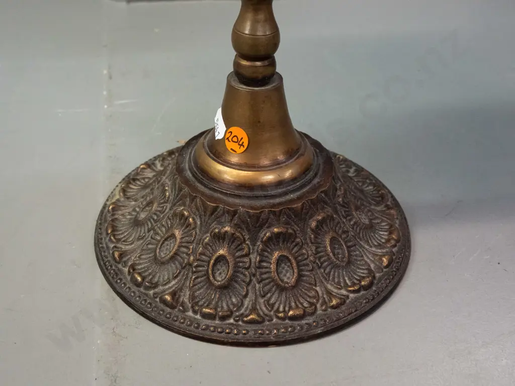 very heavy brass globe on rotating mount and stem, on circular base - globe is incised with script, animal and human Image 1++