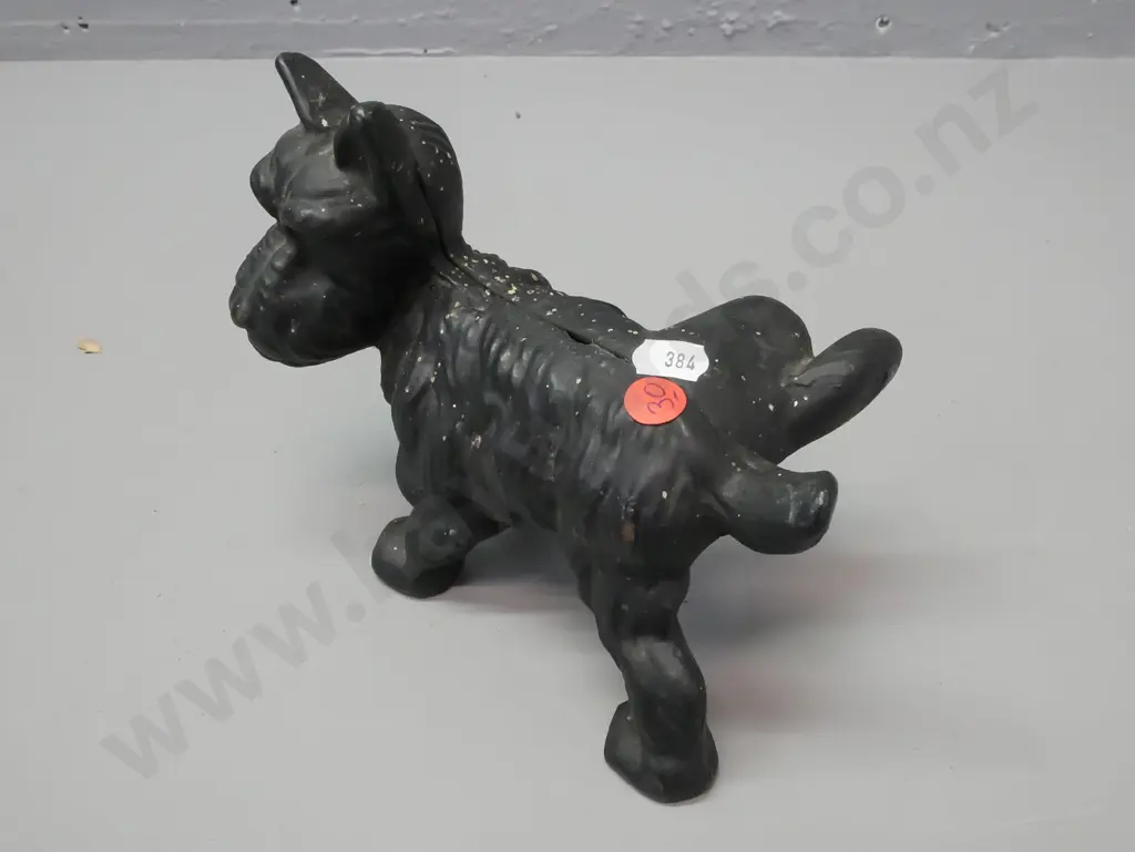 cast metal Scottie dog doorstop w/ raised leg, flyspecked. H-150 L-170 Image 1++