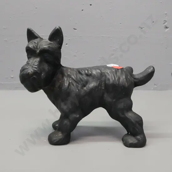 cast metal Scottie dog doorstop w/ raised leg, flyspecked. H-150 L-170