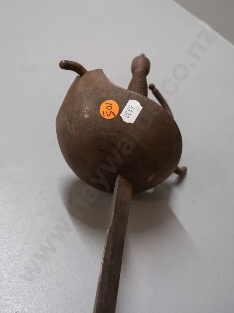 vintage decorative small metal sword with woven wire wrapped handle - overall age wear and light corrosion L-780 Image 1++