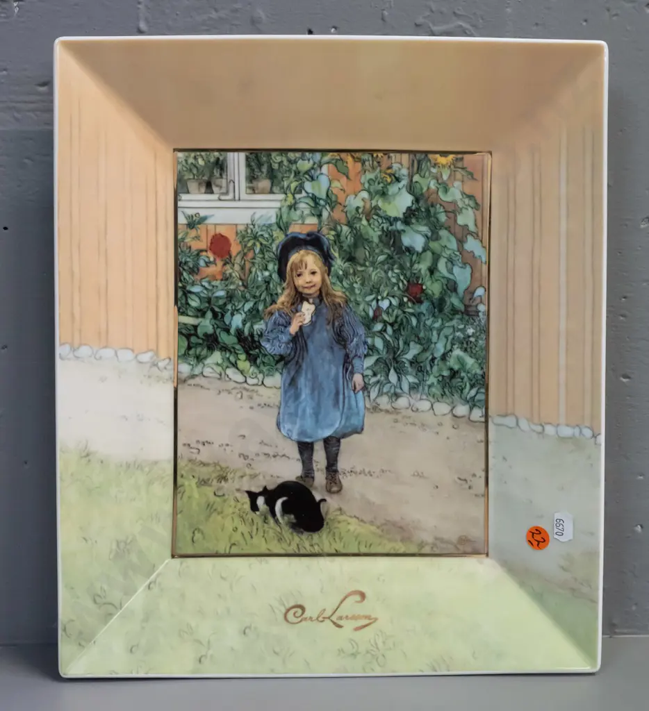 Goebel Artis Orbis series rectangular dish with Carl Larsson painting of a girl - edition of 802 of 1000, with paperwork Image 1++