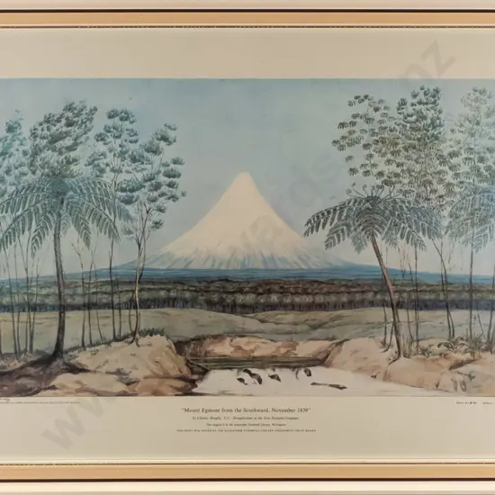 Charles Heaphy -- framed limited edition print "Mount Egmont from the Southward, November 1839" ed. 571 H-505 W-735