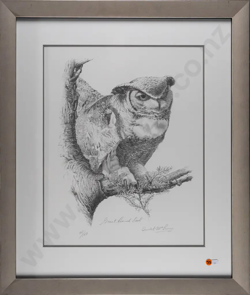 Isobel MacLaurin 1984 -- limited edition print "Great Horned Owl" ed. 35/150 H-455 W-365 Image 1++