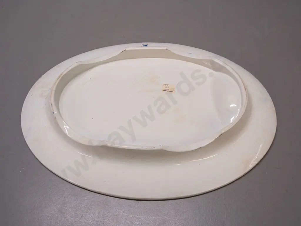 vintage large D.B. & Co "Indian" pattern meat serving / carving dish with palm and crane motifs H-60 L-530 W-400 Image 1++