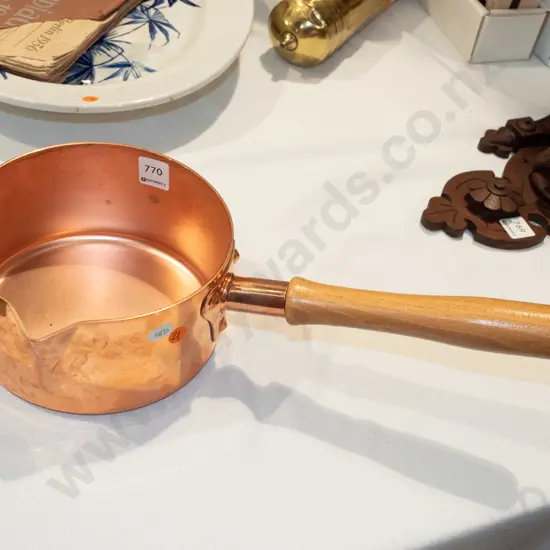 French pure copper pot with wooden handle. L-430