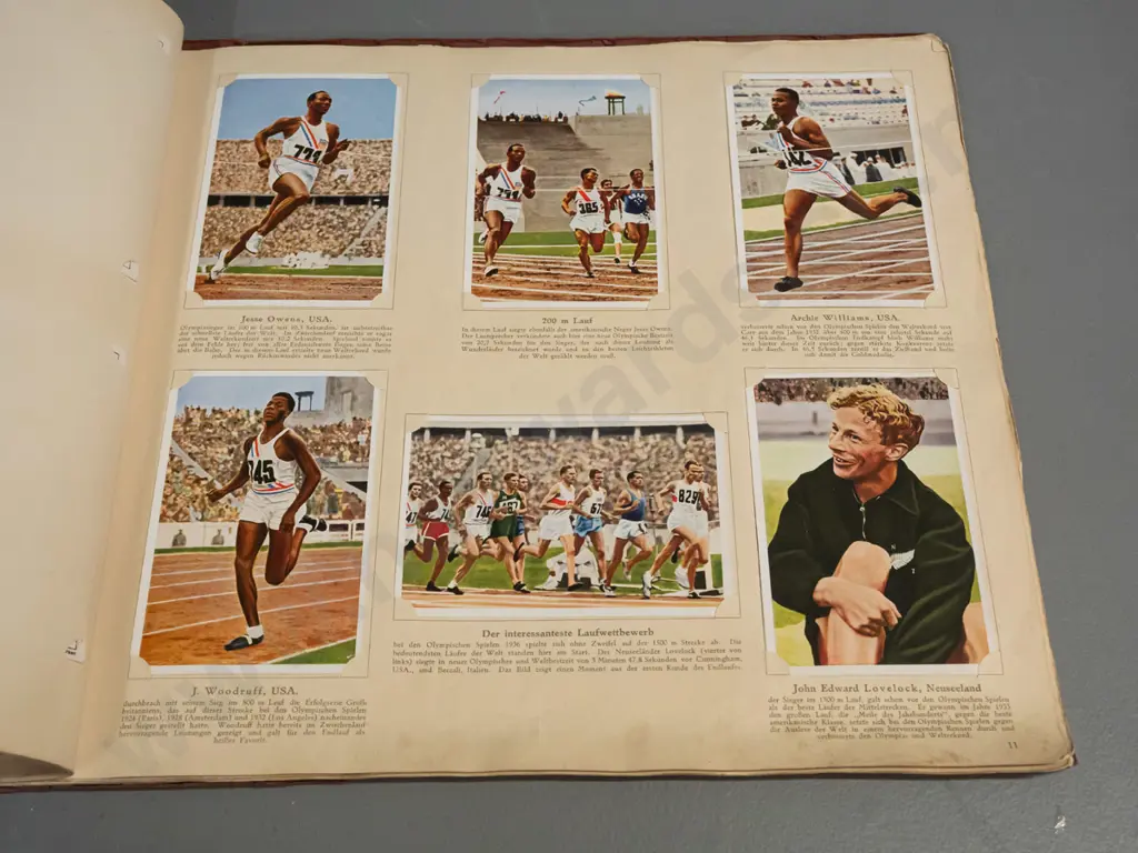 German collector card album from the 1936 Berlin Olympics - incomplete but numerous cards pasted in, some damage and Image 1++