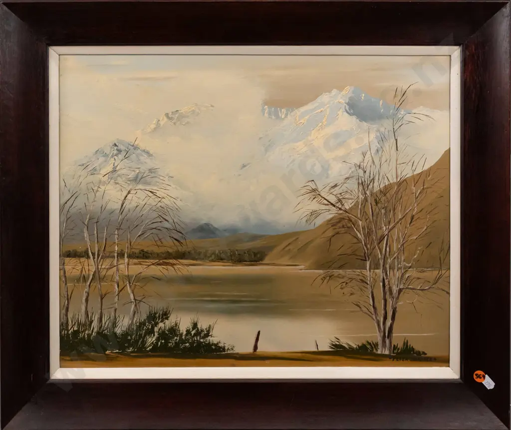Peter Butcher -- framed oil on board, mountain scene H-385 W-475 Image 1++