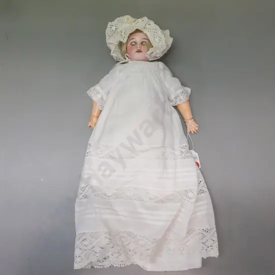 porcelain sleeping doll, Armand Marseille made in Germany, opening/shutting eyes, articulated arms & legs, light stains